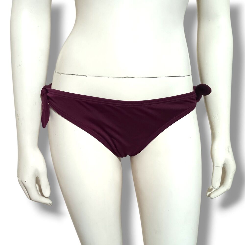 Victoria Secret Low Rise Decorative Side Tie Bikini Bottom-Medium-Lined-Plum